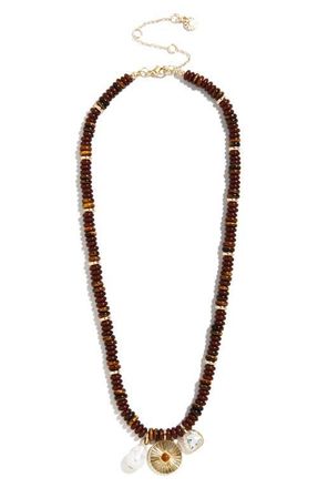 BaubleBar Malia Tigers Eye Charm Necklace in Brown at Nordstrom