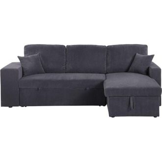 Habitat et Jardin Divano letto angolare in velluto a coste reversibile Axel - 3 posti - Grigio