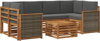 vidaXL Conjunto De Sof&aacute;s De Exterior 7 Uds. Natural Y Antracita Vidaxl