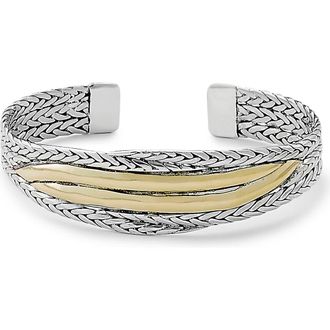 Samuel B. Sterling Silver & 18K Gold Crossover Woven Cuff Bracelet in Silver And Gold at Nordstrom Rack