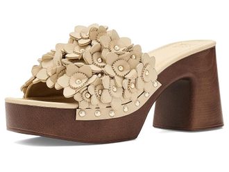 Frye and Co. Wylie Flower Slides Womens Dress Sandals Butter : 8.5 M, Faux Leather