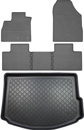 OEM Renault Scenic Iv Van (5 Puertas) Desde Diciembre De 2016. Juego: Alfombrillas De Goma Para Coche + Alfombrilla Para Maletero