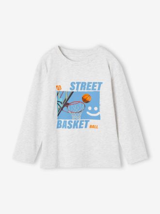 Vertbaudet Jungen Sport-Shirt mit Fotoprint wei&szlig; meliert