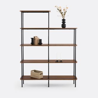 La Redoute Interieurs Asymmetrische boekenkast, walnootfineer en staal, KERRIE