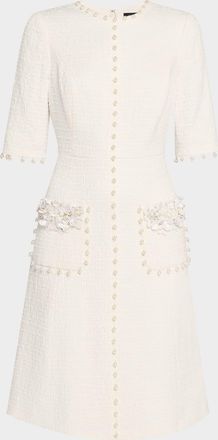 Teri Jon Bead-Embellished Boucle Dress