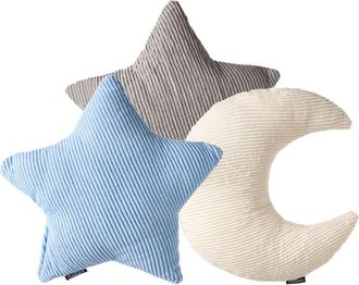 Beliani Set of 3 Scatter Cushions Multicolour Corduroy Kids Pillows 35 x 30 cm 35 x 35 cm Decoration Accessory Kids Room LUNA