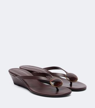 CHRISTOPHER ESBER Aura Quartz leather wedge thong sandals