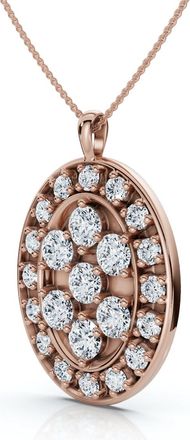 Pompeii3 Certified 2 1/2Ct Oval Diamond Cluster Pendant 14k Gold Lab Grown Size: 3/4 Tall