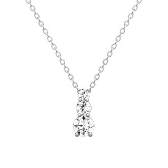 Diamond2Deal 14K White Gold 0.25 Ct Lab Grown Diamond Three Stone Snow Hidden Bail Pendant Necklace