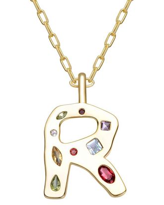 Genevive 14K Plated Cz Alphabetical Necklace