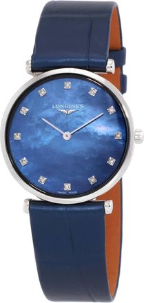Longines La Grande Classique Quartz Diamond Blue Mother of Pearl Dial Ladies Watch L4.512.4.81.2