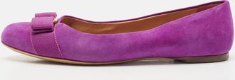 Ferragamo Purple Suede Varina Ballet Flats