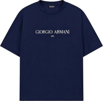 Giorgio Armani Cotton interlock-jersey T-shirt - Heren - T-shirts - Blauw - S - Katoen - Tops