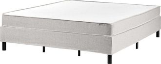 Beliani Divan Bed Light Grey Polyester Upholstery EU King Size 6ft without Headboard Pocket Spring Mattress Bedroom COUNTESS