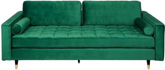 Global Interiors 3-Sitzer Design Samtsofa Cozy Velvet 225 x 95 cm - Smaragdgrün