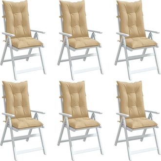 vidaXL Cojines Silla Respaldo Alto 6 Uds Tela Beige Melange 120x50x7cm Vidaxl