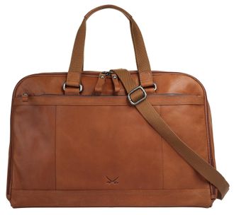 Sansibar Reisetasche SANSIBAR, Damen, Gr. B/H/T: 50cm x 33cm x 20cm onesize, braun (cognac), Leder, leicht gl&auml;nzend, unifarben, Taschen Reisetasche, echt Leder