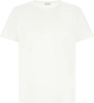 Saint Laurent Cassandre Oversized T-Shirt - Heren - T-shirts - Wit - M - Katoen - Tops