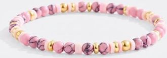 Mint & Lily Stacking Birthstone Beaded Bracelet in October Pink Tourmaline at Nordstrom, Size 6.5