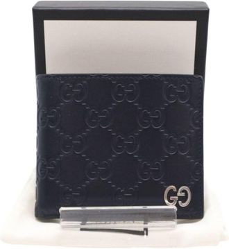 Gucci Navy Leather Wallet (Bi-Fold) (Pre-Owned)