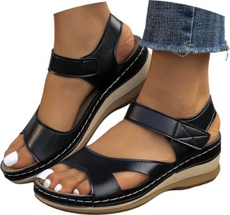 Generic Faux Leather Sandals Womens Summer Sandals Wedge Heel Comfort Sandals Fashionable Sandals Elegant Trekking Sandals Fisherman Bathing Sandals Flip Flop