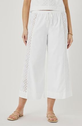 Splendid Kenzie Geo Eyelet Crop Wide Leg Pants in White at Nordstrom, Size X-Small