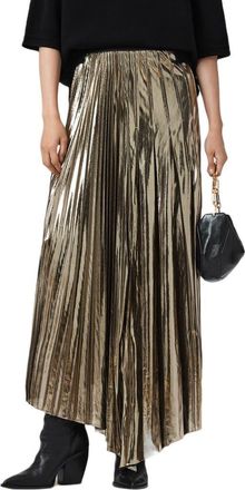 AllSaints Jax Pleated Maxi Skirt in Bronze Gold at Nordstrom, Size 12 Us