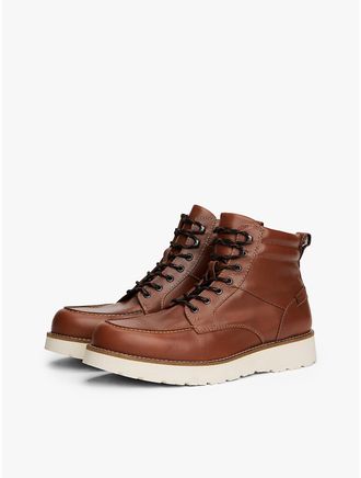 Tommy Hilfiger Mens Leather Lace-Up Boot - Winter Cognac - US 11.5 / EU 45