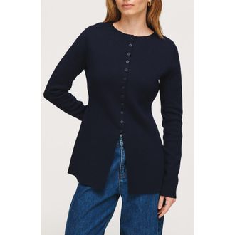 Aligne Daphne Split Hem Organic Cotton & Wool Blend Cardigan in Navy at Nordstrom Rack, Size 2