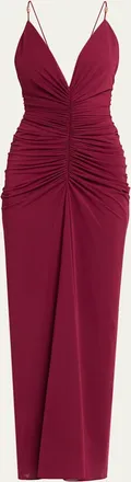 Ronny Kobo Anya Ruched Tissue Jersey Column Gown