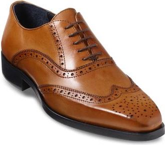 Paul Fredrick Leather Wing Tip Oxford Shoes in Chestnut at Nordstrom, Size 9