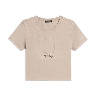 Freddy T-shirt cropped da donna con Mickey Mouse in strass