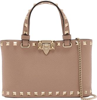 Valentino Handbags, female, Beige, Size: ONE SIZE Rockstud Mini Shopping Bag