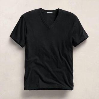 James Perse Mens Short Sleeve V Neck Top In Black