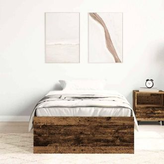 Berkfield Home Durable Bed Frame without Mattress Old Wood 100x200cm Engineered Wood in Brown | Size: 100x200 cm
