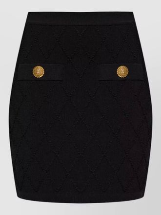 Balmain midi knee skirt gold tone buttons