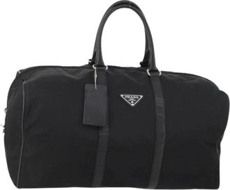 Prada Pre-owned Weekend Bags, female, Black, Size: ONE SIZE Pre-owned Vintage Nylon Boston Bag
