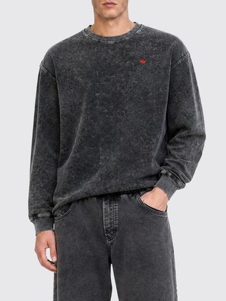 Diesel Felpa girocollo in cotone relaxed fit con logo ricamato a contrasto