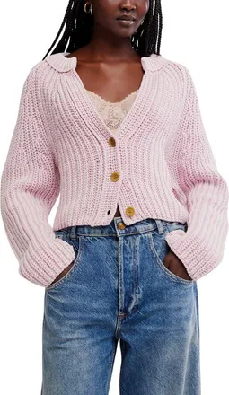 Free People Sweet Nothing Cotton Cardigan in Lilac Bloom at Nordstrom, Size X-Large