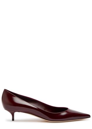 Jimmy Choo London Amelia 35 Glossed Leather Pumps - Brown