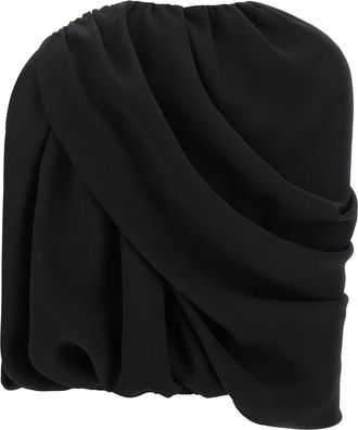 Balenciaga Silk Cady Draped Top - Black