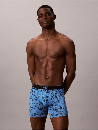 Calvin Klein Mens Graphic Monogram Microfiber Stretch Boxer Brief - Blue - XL