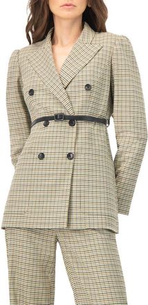 Ivonne Double-Breasted Checkered Blazer in Multicolor at Nordstrom, Size 14