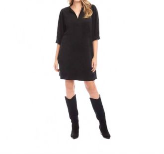 Karen Kane Faux Suede Puff Sleeve Dress In Black