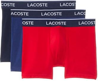 Lacoste Cotton Stretch Essentials Boxer Briefs 3-pack Mens Underwear Blue/Red/Navy Blue : 3XL (EUR 9), Cotton/Elastane