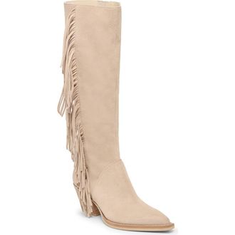 Dolce Vita Roley Fringe Western Boot in Dune Suede at Nordstrom Rack, Size 6 Regular Calf