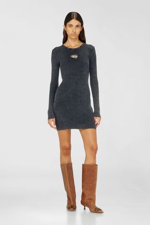 Diesel Short dress in faded ribbed knit - Dresses - Woman - Grey