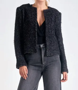 Elan Structured Long Sleeve Jacket In Black & Silver