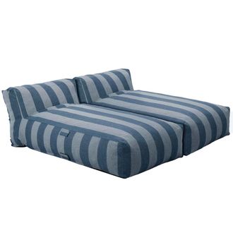 Oviala Conjunto de jard&iacute;n modulares y 2 tumbonas Azul Pac&iacute;fico a rayas