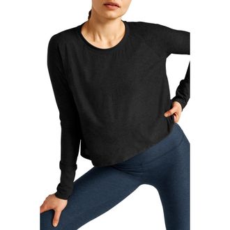 Beyond Yoga Featherweight Long Sleeve T-Shirt in Darkest Night at Nordstrom, Size Large